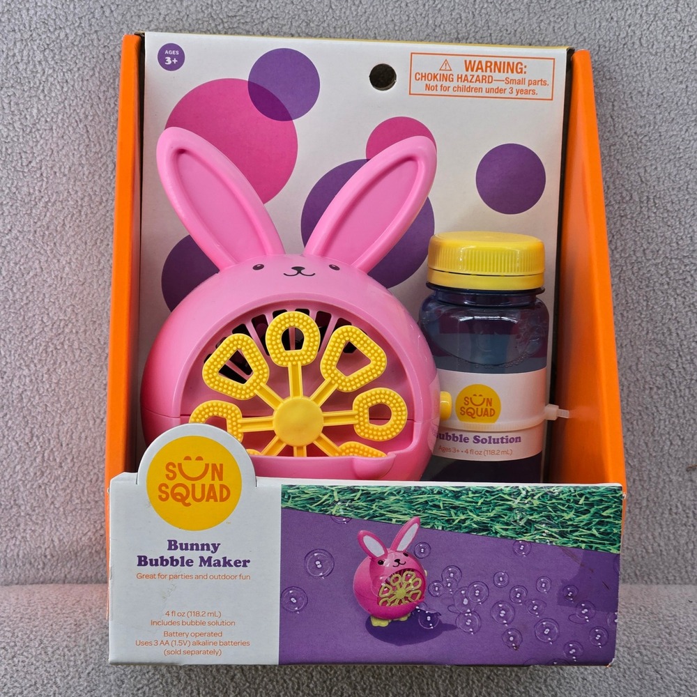 Sun Squad Kids NEW Bunny Bubble Maker Pink Rabbit Outdoor Toy Easter Aesthetic